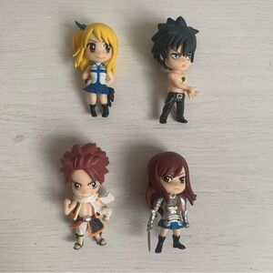 Fairy Tail Manga Anime Chibi Mini Figures Lot of 4